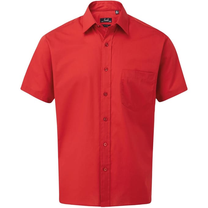 Premier Herenshirt met korte mouwen Popeline (Rood)