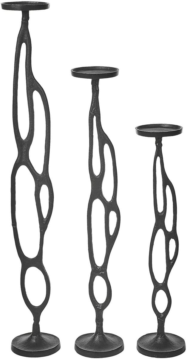 BUNI - Kandelaar set van 3 - Zwart - Aluminium