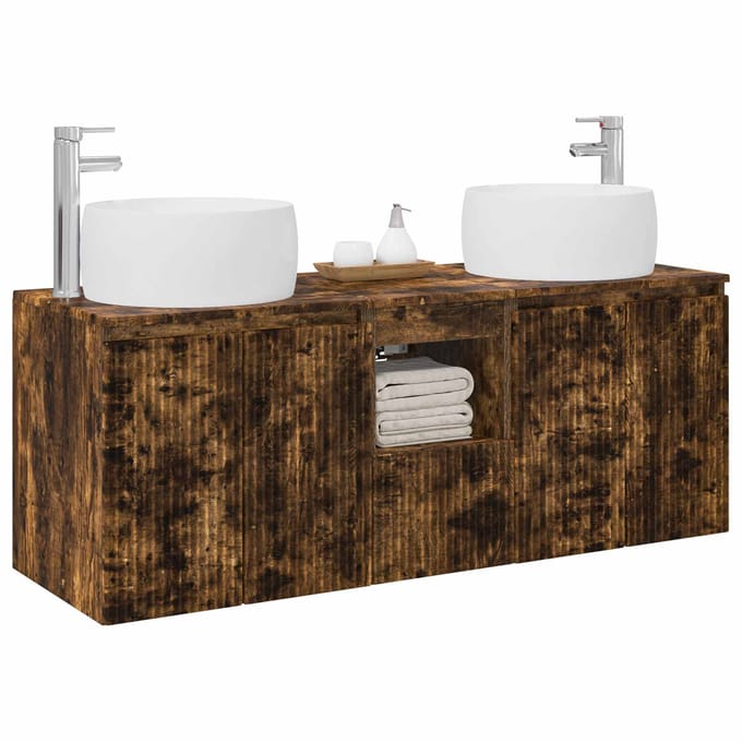 vidaXL - Badkamerkast - set - 3 - st - Gerookt - eiken - 49,5 - x - 44,5 - x - 66 - cm