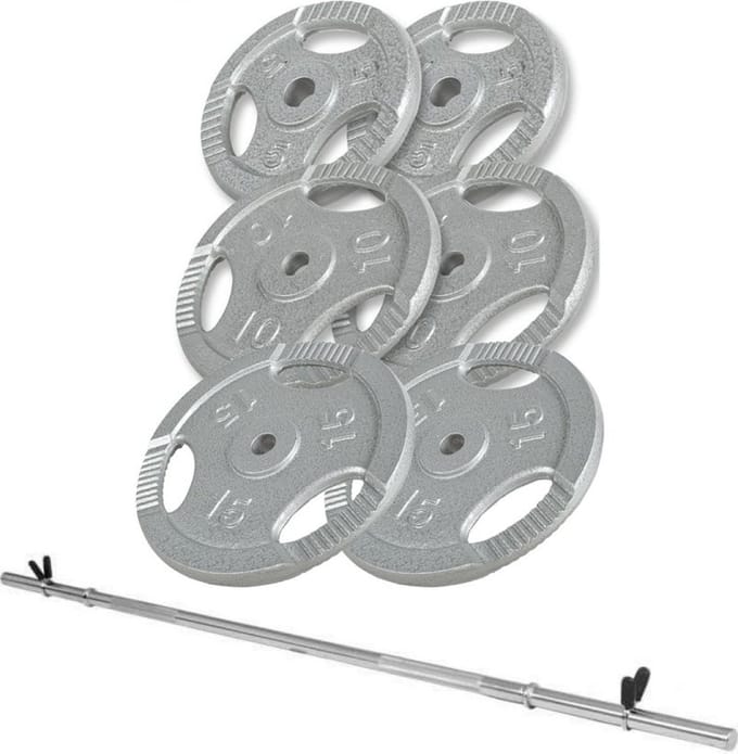 Gorilla Sports - Halterset 70 kg Gripper Gietijzer Veersluiting