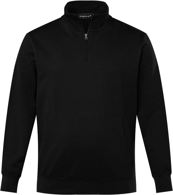 Men Plus - Heren - Sweat-troyer opstaande kraag rits - Zwart - Maat 52+