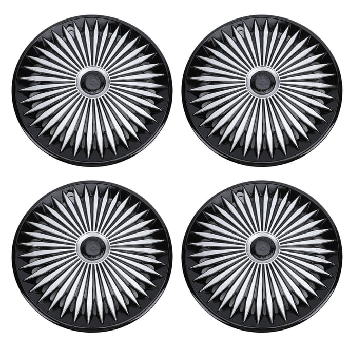 4 STKS 14 Inch Wielnaafdop Vervanging Voor Ford Fiesta Premium ABS Naafdoppen Wielkap Zilver Zwart gray
