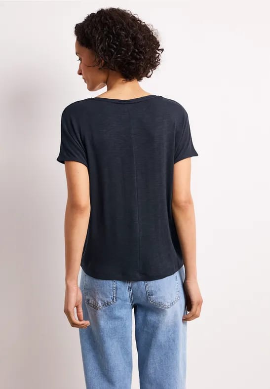 Shirt met korte mouwen en boothals