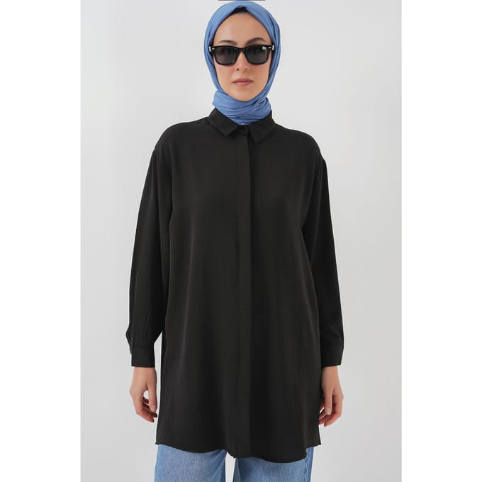 Oversized Lange Mouwen Knopen Blouse met Kraag