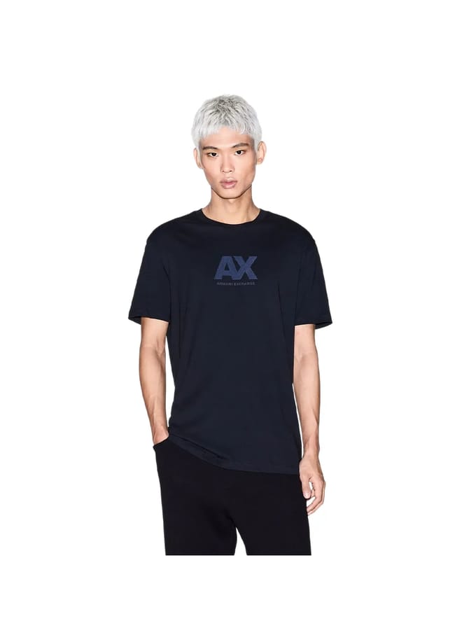 Printed Round Neck Short Sleeve T-shirt - Black Shirts