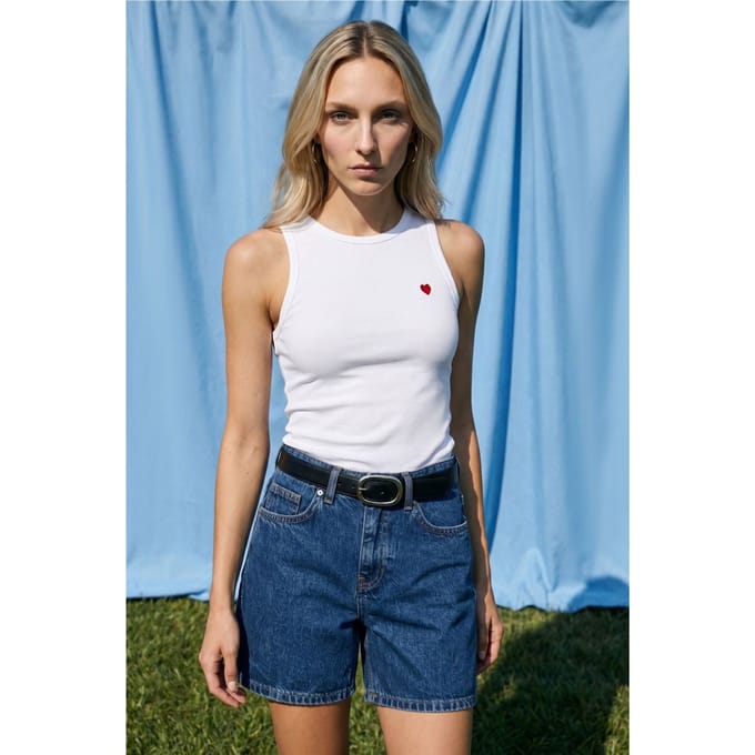 Geborduurd Mouwloos Slim-Fit Jersey Blouse