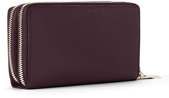 Lazarotti Portemonnee Bologna Leather Double Zip Around Wallet Rose Roze