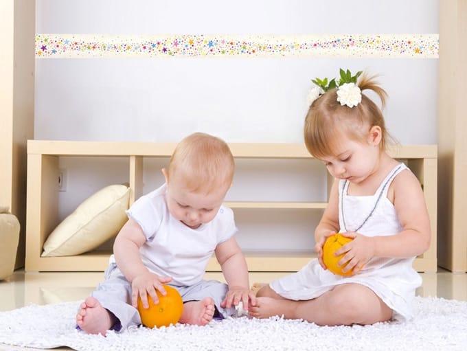 Decoratieve muurstickers, zelfklevend, veelkleurige sterrenrand