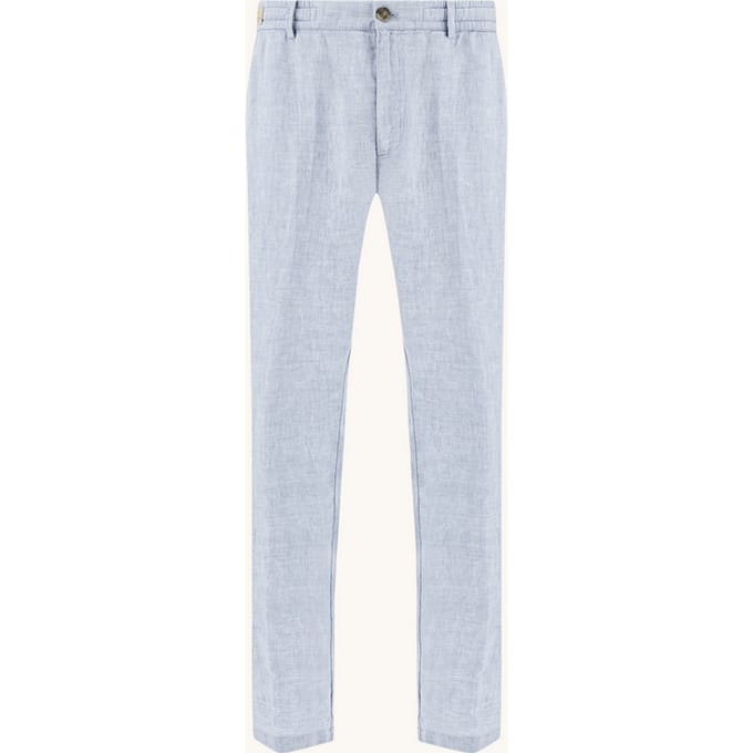 Chino broek in linnen met coulisse man blauw