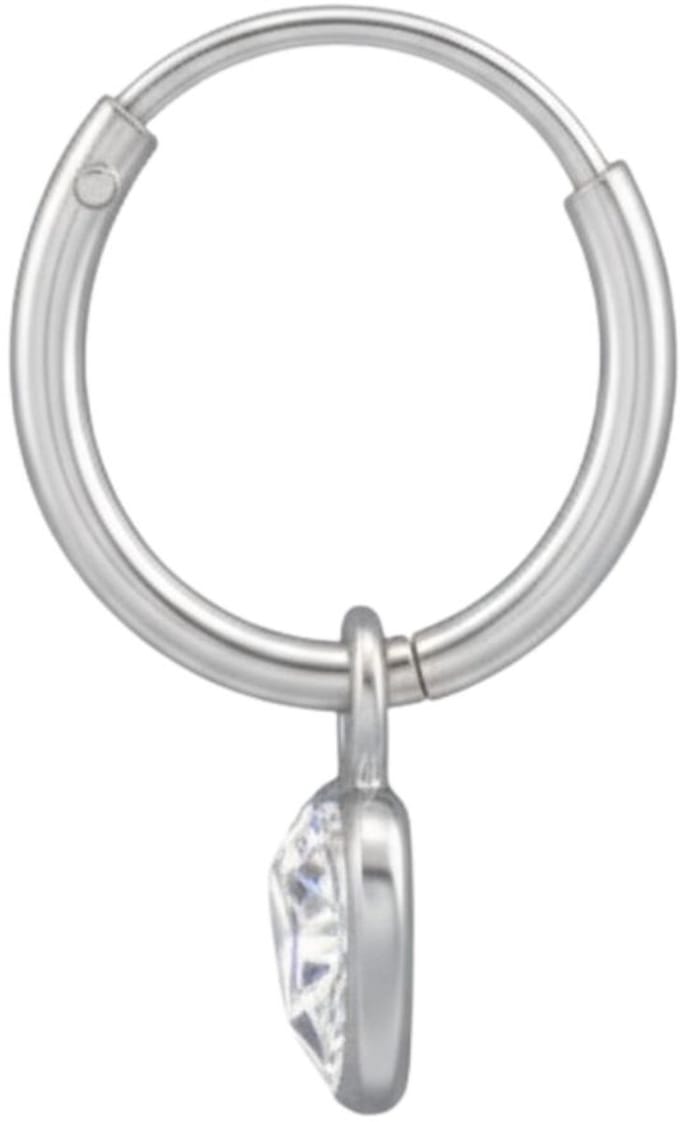 Zilveren OorRingeen met Hangend Hart en Cubic Zirkonia