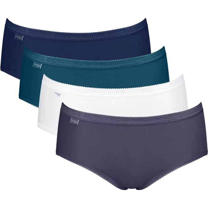 Sloggi Basic+ Midi C4P Dames Onderbroek - BLAUW WIT COMBINATIE