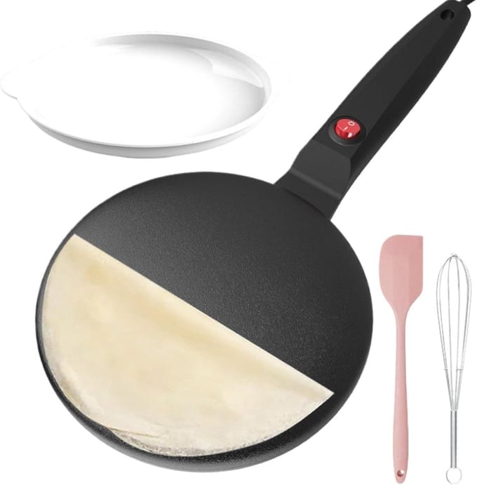 Crepe Maker - Pannenkoekenmaker Elektrisch - Ontbijt Bereiden - Automatische Temperatuurregeling - 19 cm Diameter - Zwart
