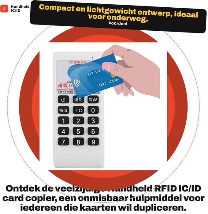 Dailygoods - Handheld IC/ID card copier - Multi-frequency copier - Compact formaat - Dupliceren van kaarten - Ideaal voor beveiliging - Ondersteu...