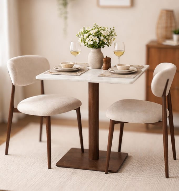 Vierkante Bistro Eettafel Keramisch Marmer