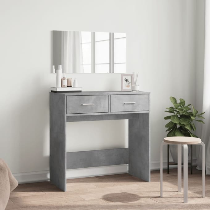 vidaXL - Kaptafel - met - spiegel - 80x39x80 - cm - betongrijs