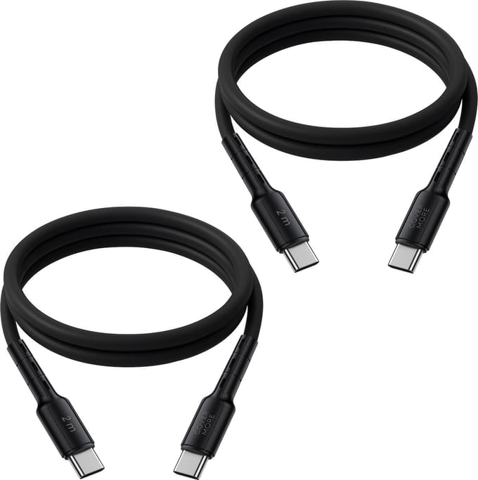 Usb C kabel naar usb C - 2 stuks - 2 meter - Lang - Snellader - Sterk - Flexibel - Zwart