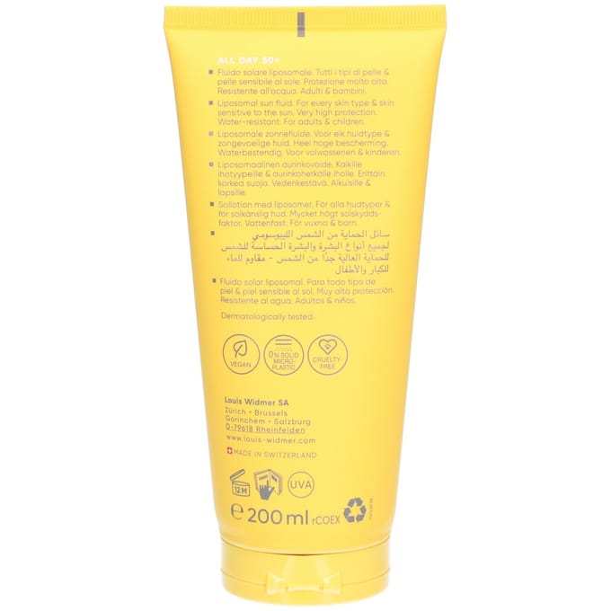 Louis Widmer All Day SPF50+ Liposomale Zonnemelk Licht Geparfumeerd 200 Zonnecrème