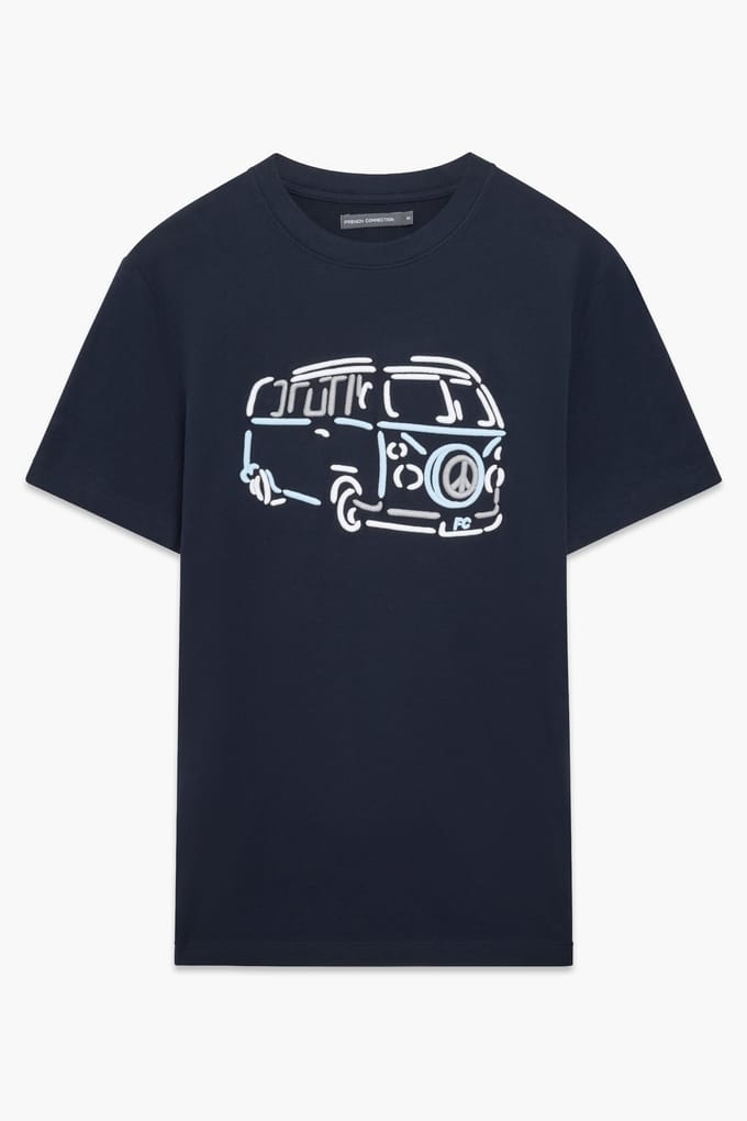 French Connection Camper 3 Colour Marine Größe: S | Bedruckte T-Shirts Outlet | Herren