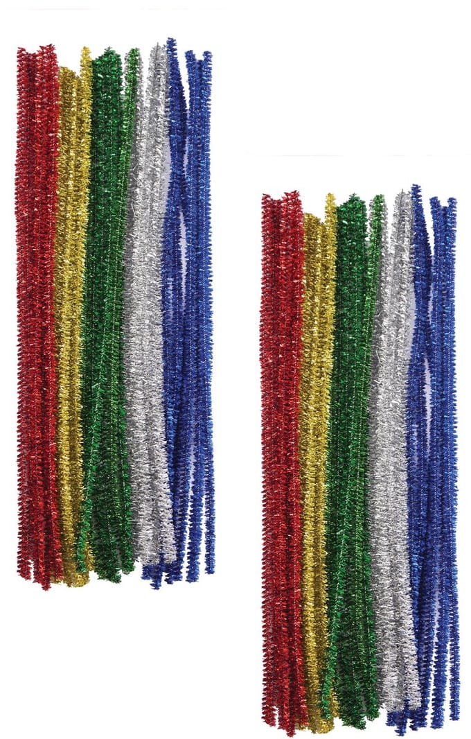 Chenille draad - 60x - glitter - 30 cm - hobby/knutsel materialen - hobbydraad - Chenilledraad