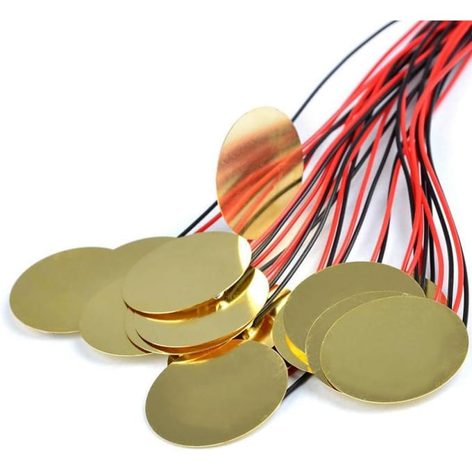 15 pièces micro piézo-électrique 35mm amplificateurs piézo-disques transducteur de disque piézo-électrique déclencheur de Microphone de Contact 35mm diameter & 250mm cord length