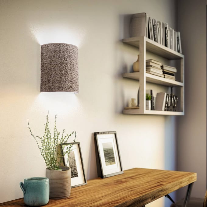 Euluna Wandlamp Boucle van stof, cappuccino