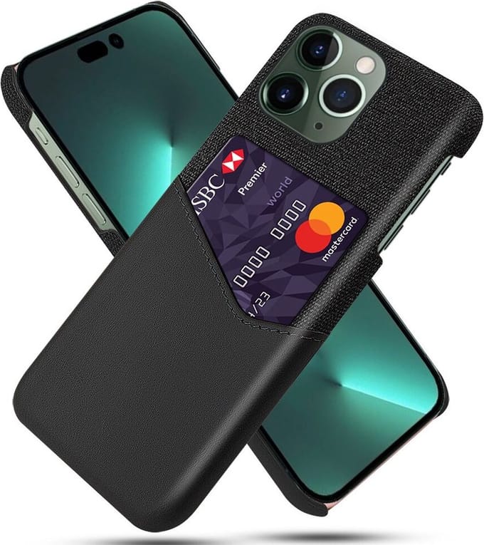 Geschikt voor Apple iPhone 15 Pro Max Hoesje met Kaarthouder Back Cover - Zwart
