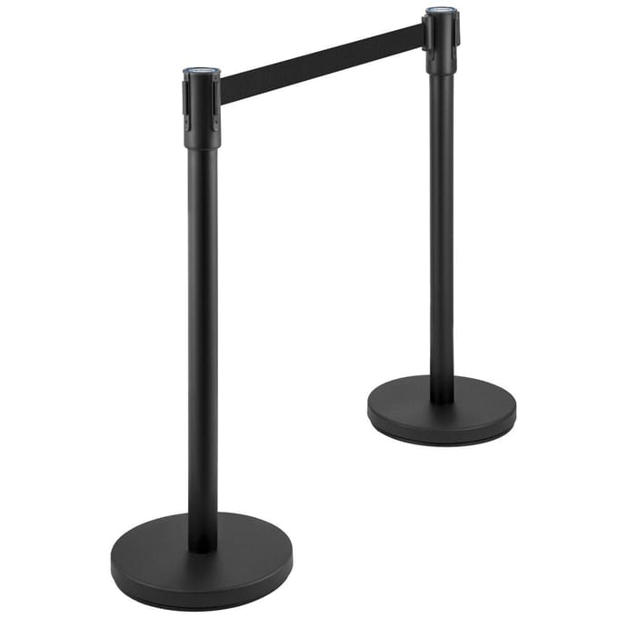Crowd Control Paaltje Paaltjes Set 4 Stuks met 6.6 ft/2 m Zwarte Band