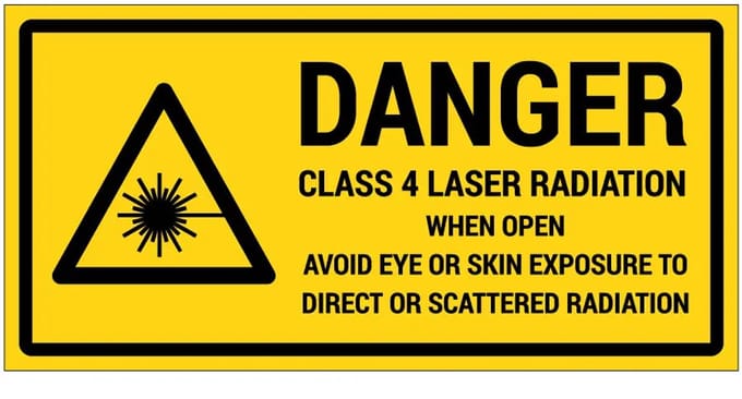 Danger Class 4 laser radiation sticker | 10 x 5 cm