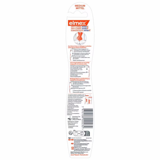 Elmex - Tandenborstel Anti-Cariës InterX Medium - 6 x 1 stuk - Voordeelverpakking