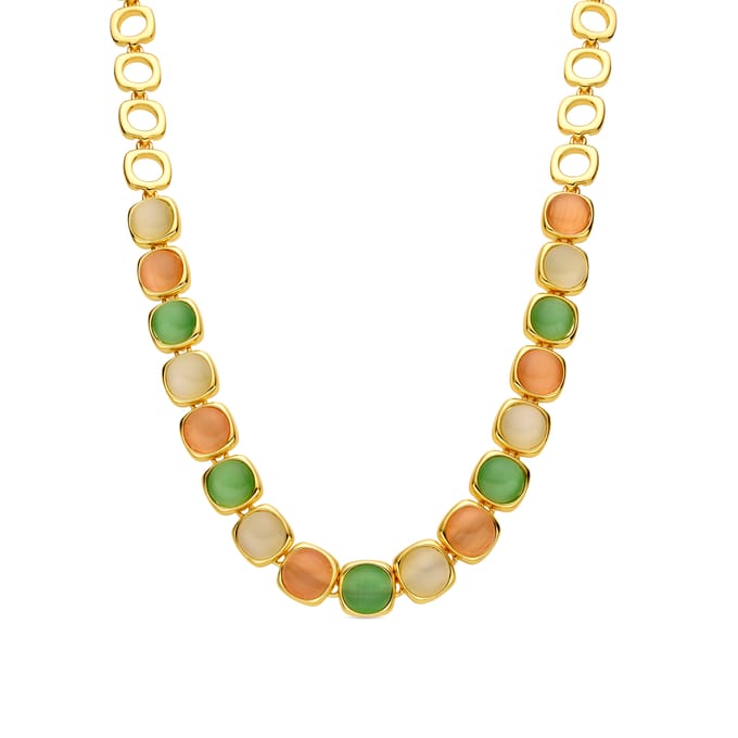 Luxenter Multikleur kattenoog ketting met 18-karaats gouden afwerking - Shureo schoon