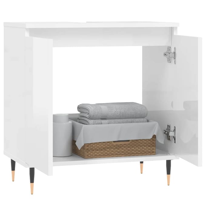 vidaXL - Badkamerkast - 58x33x60 - cm - bewerkt - hout - hoogglans - wit