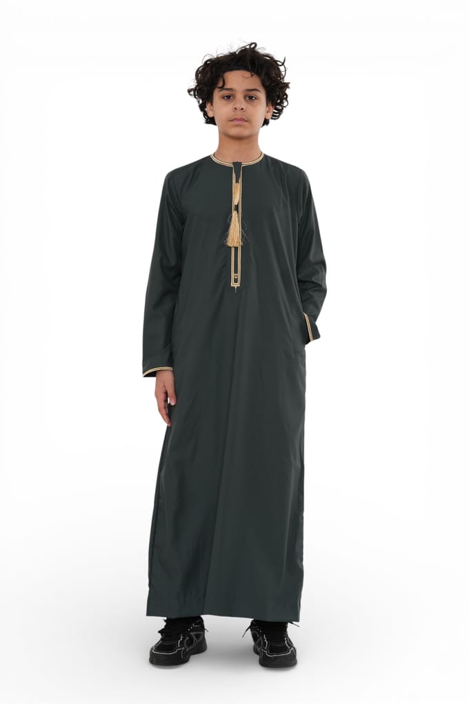 Kinderen jongens Ramadan groene Marokkaanse Thobe gewaad Emirati Eid Jubba-TT-003