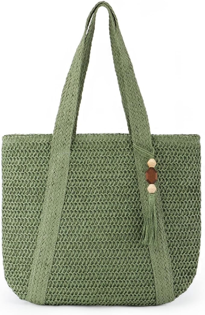 geweven Tote Bag Stro Beach Bag met Kwastjes Groot Stro Tote
