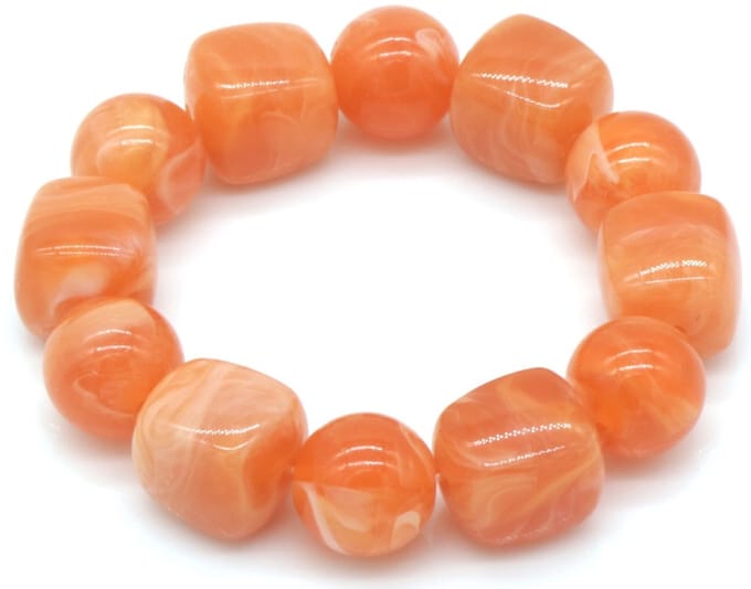 Armband - elastisch - acryl kralen - oranje - dames - sieraden - vrolijk - hip - cadeau