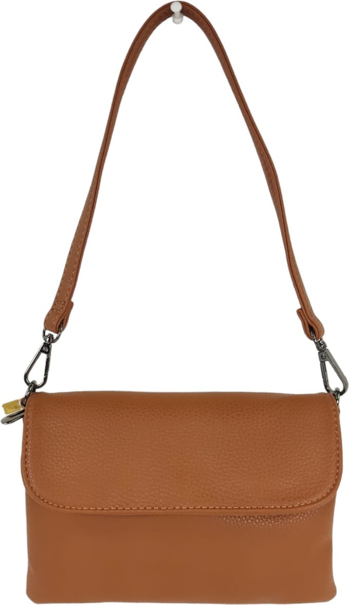 Flora&Co - Paris - Crossbody clutch - korte en lange instelbare riem - camel/bruin
