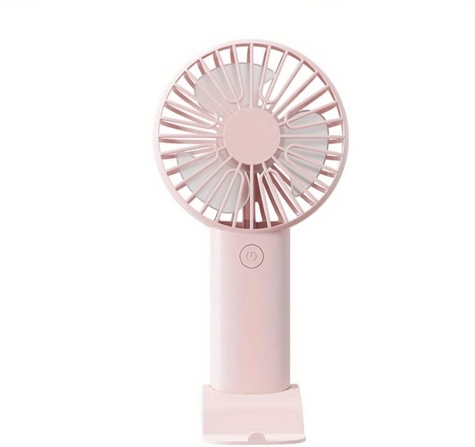 Draagbare Handventilator met Telefoonhouder - Mini USB Ventilator - Oplaadbaar - 3 Snelheden - Stil & Compact - Bureauventilator - roze