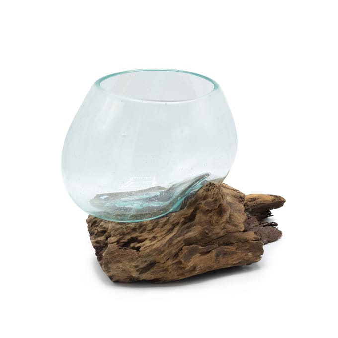 Gesmolten glas op hout - middelgrote kom