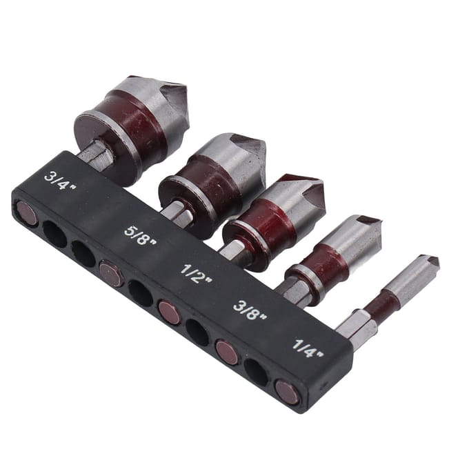 Verzinkboor Set 14 38 12 58 34in 5 Fluiten 14in Zeskantschacht voor Hout Elektrische Boormachine Onderdelen