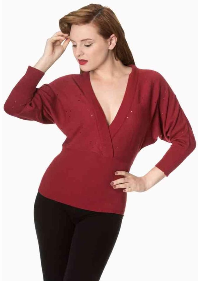 Dancing Days - LUCK HAS IT WRAP FRONT Lange cardigan - M - Bordeaux rood