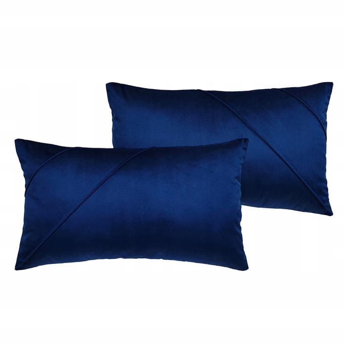 Decoratieve kussensloop velours navy blauw 50x70 cm set van 2