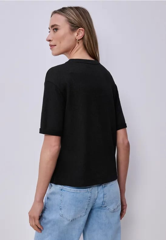 Shirt met ronde hals in gebreide look
