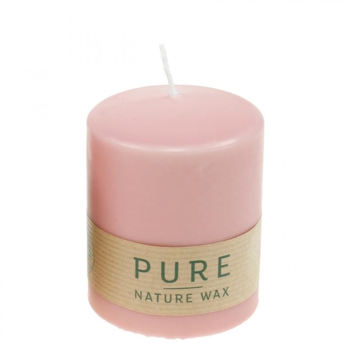 PURE stompkaars 90/70 roze natuurlijke waskaars duurzame kaarsdecorati