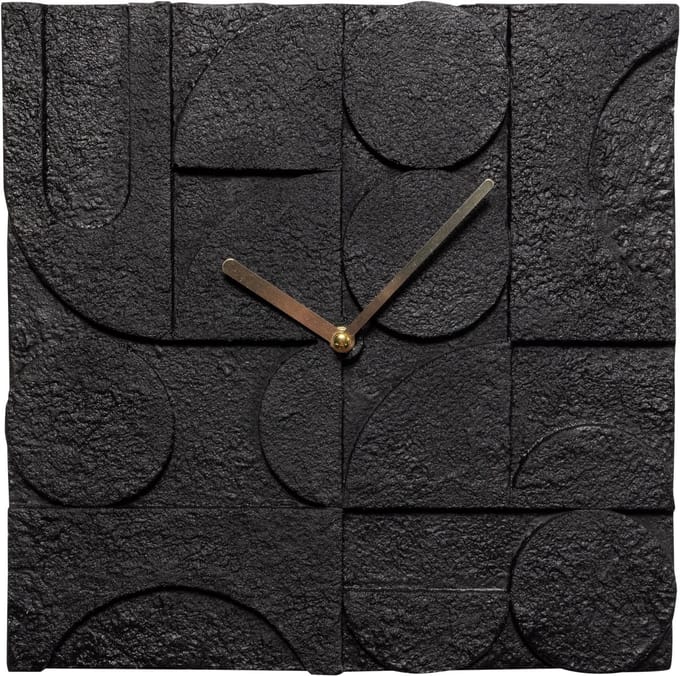 Klok Zaria WOOOD - zwart cement rond 30cm