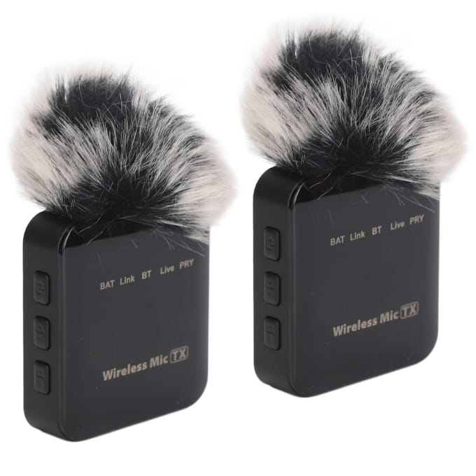 Microphone cravate omnidirectionnel sans fil double pour téléphone, ordinateur portable,
