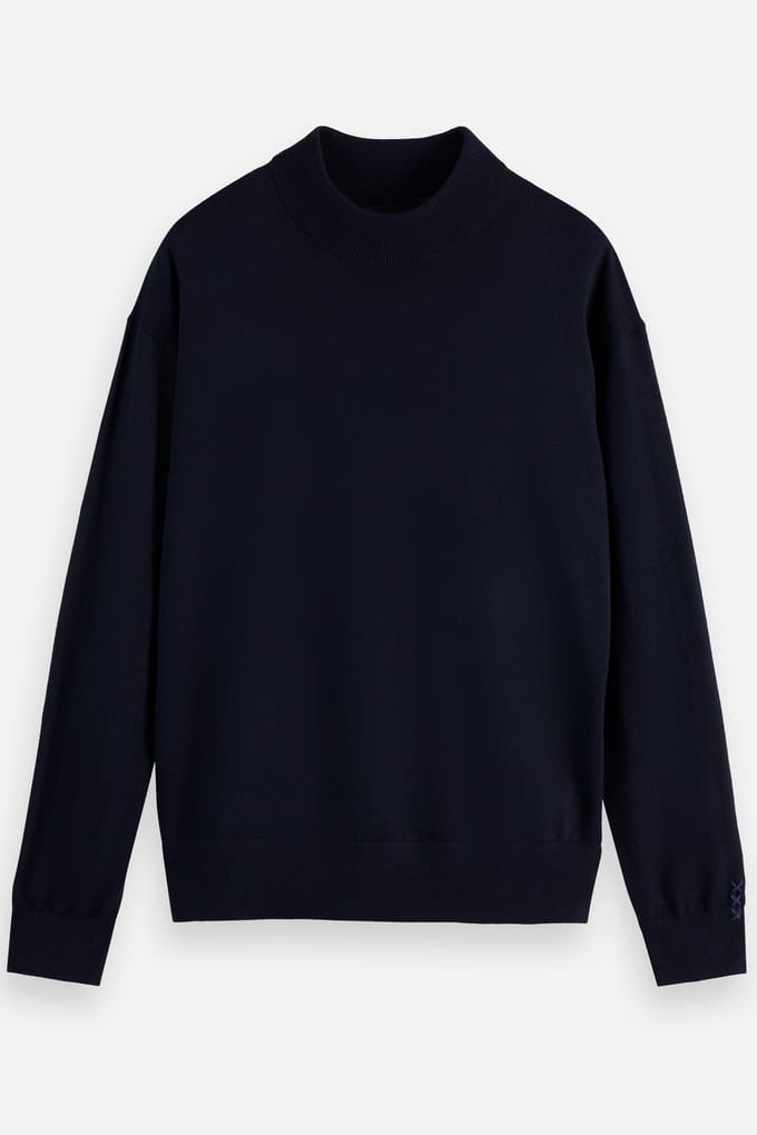 Scotch & Soda Core - Dropped Shoulder Mock Neck Pullover Night Taglia: S | Maglioni a maglia Outlet | Uomo | Nero