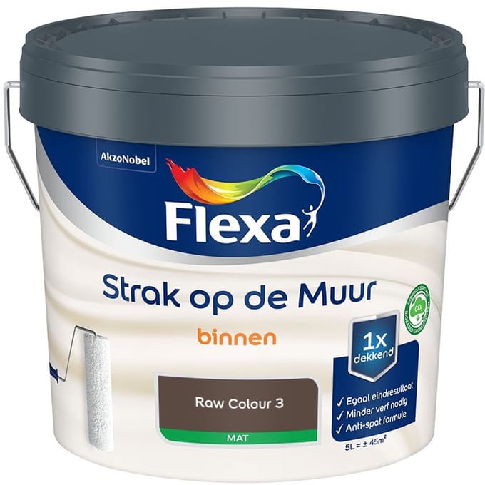 Flexa - Strak Op De Muur Binnen Mat - Raw Colour 3 - Mengverf - 5 L