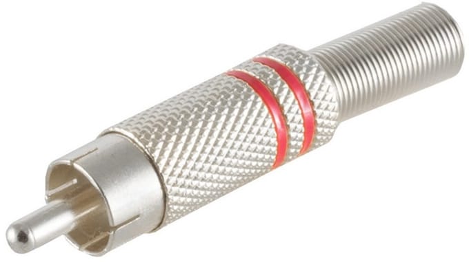 Tulp (m) audio/video connector - tot 6mm - metaal / rood