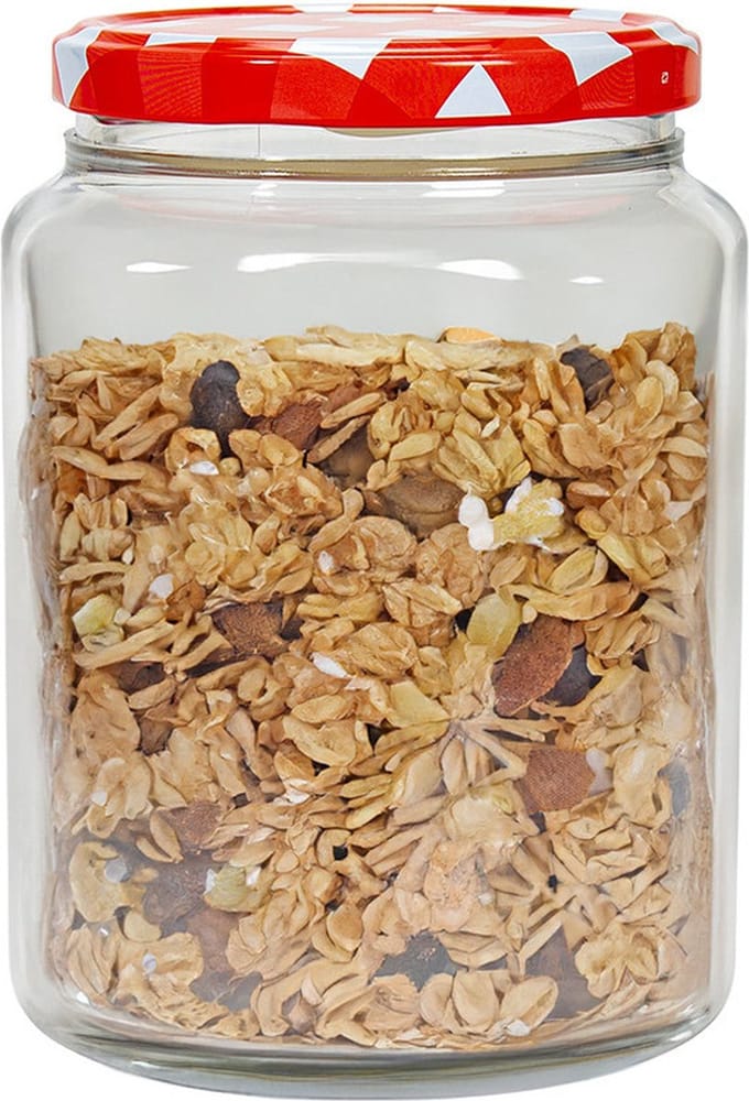 Hega Hogar Weckpot - voorraadpot Classico - 1012 ml - kunststof - draaideksel - rood - D10 x H14 cm