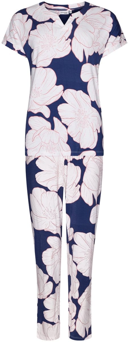Pastunette Premium Pyjama Wispering Petals - Blauw - Gebloemd - Viscose - Maat 38