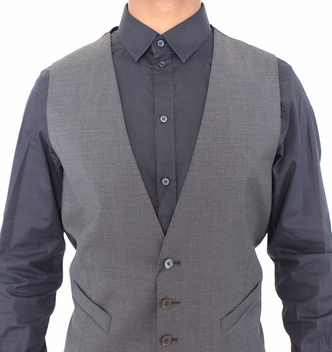 Dolce & Gabbana Heren Grijs Gestreept Wollen Jurk Vest Gilet